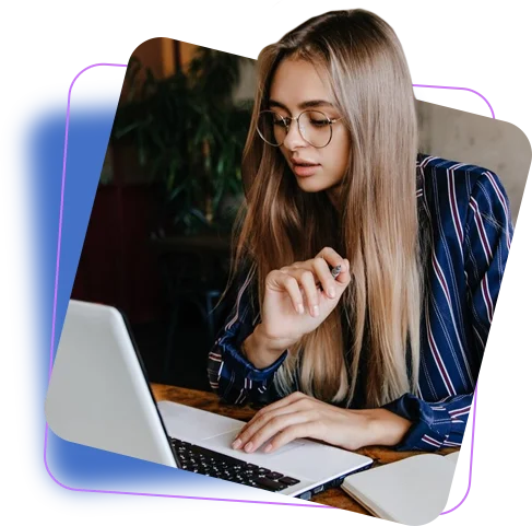 Young woman working on laptop