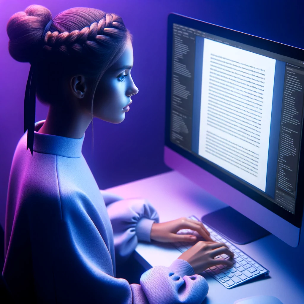 Jeune femme travaillant à l'ordinateur