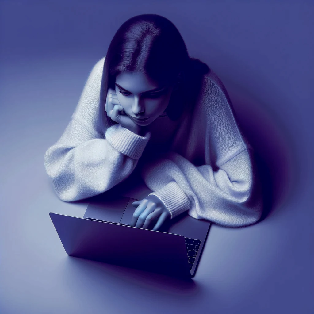 Ung kvinde arbejder på bærbar computer
